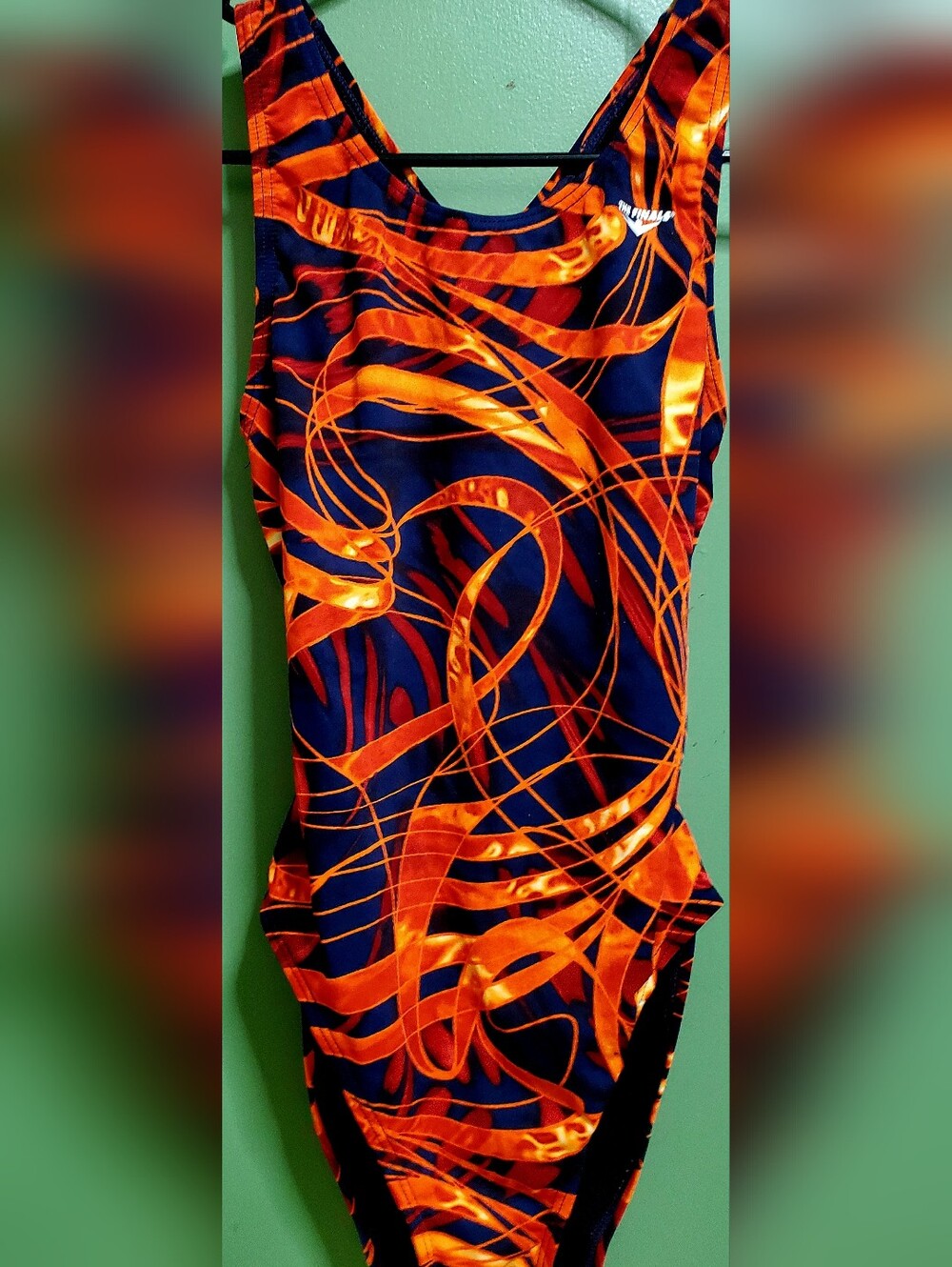 Women’s One-Piece Swimsuit in Orange Swirl Print